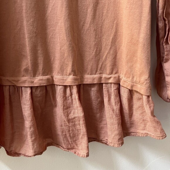 LOGO Lori Goldstein Cotton Cardigan Womens Large Chiffon Smocking Tea Rose Open - Picture 13 of 14